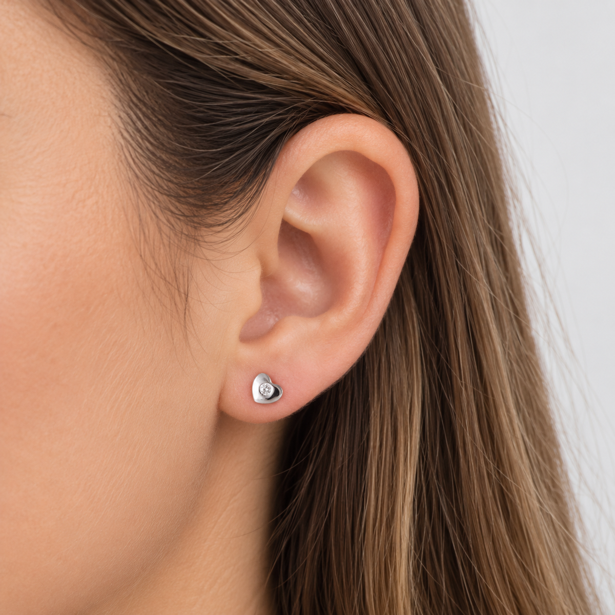 Aros corazón con circón bebé tope
