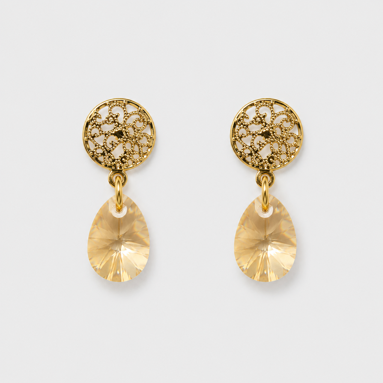 Aros Aurelia oro cristal genuino