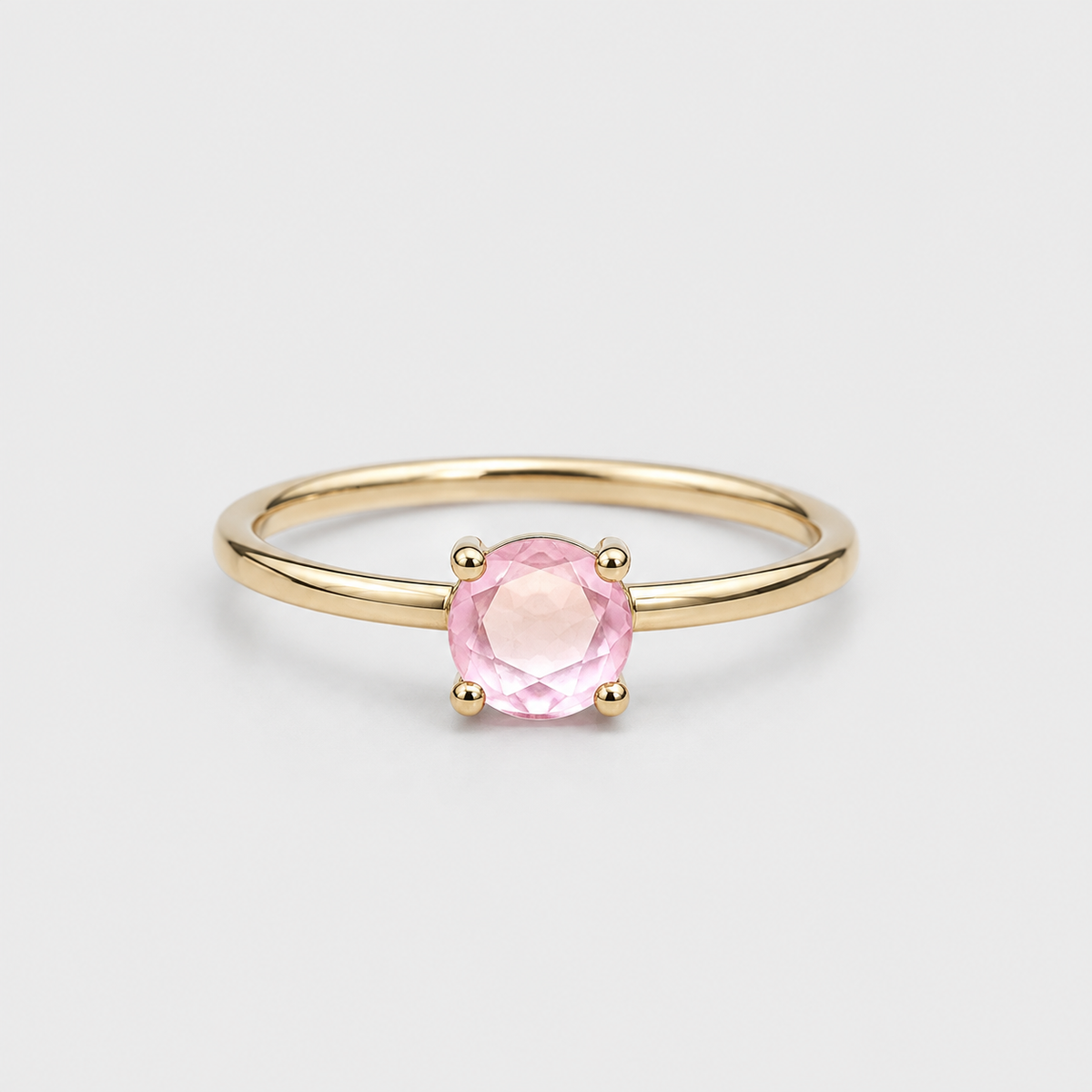 Anillo Piedra Rosa Claro Oro