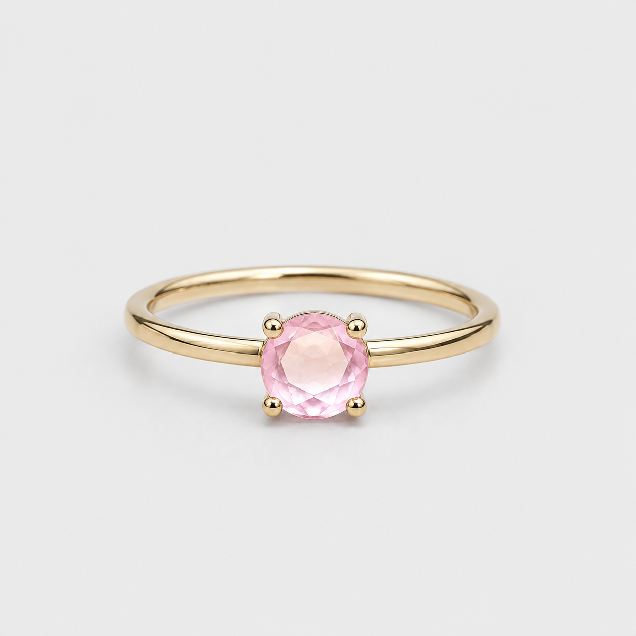 Anillo Piedra Rosa Claro Oro
