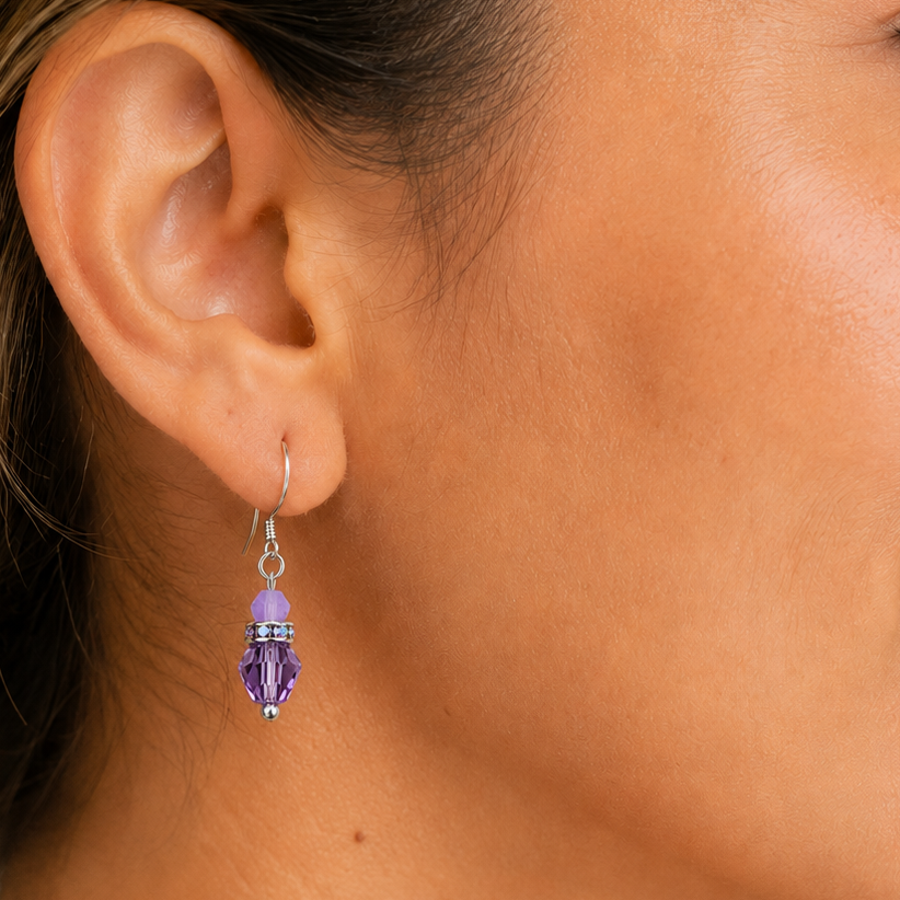 Aros Prisma Cristales Swarovski Plata