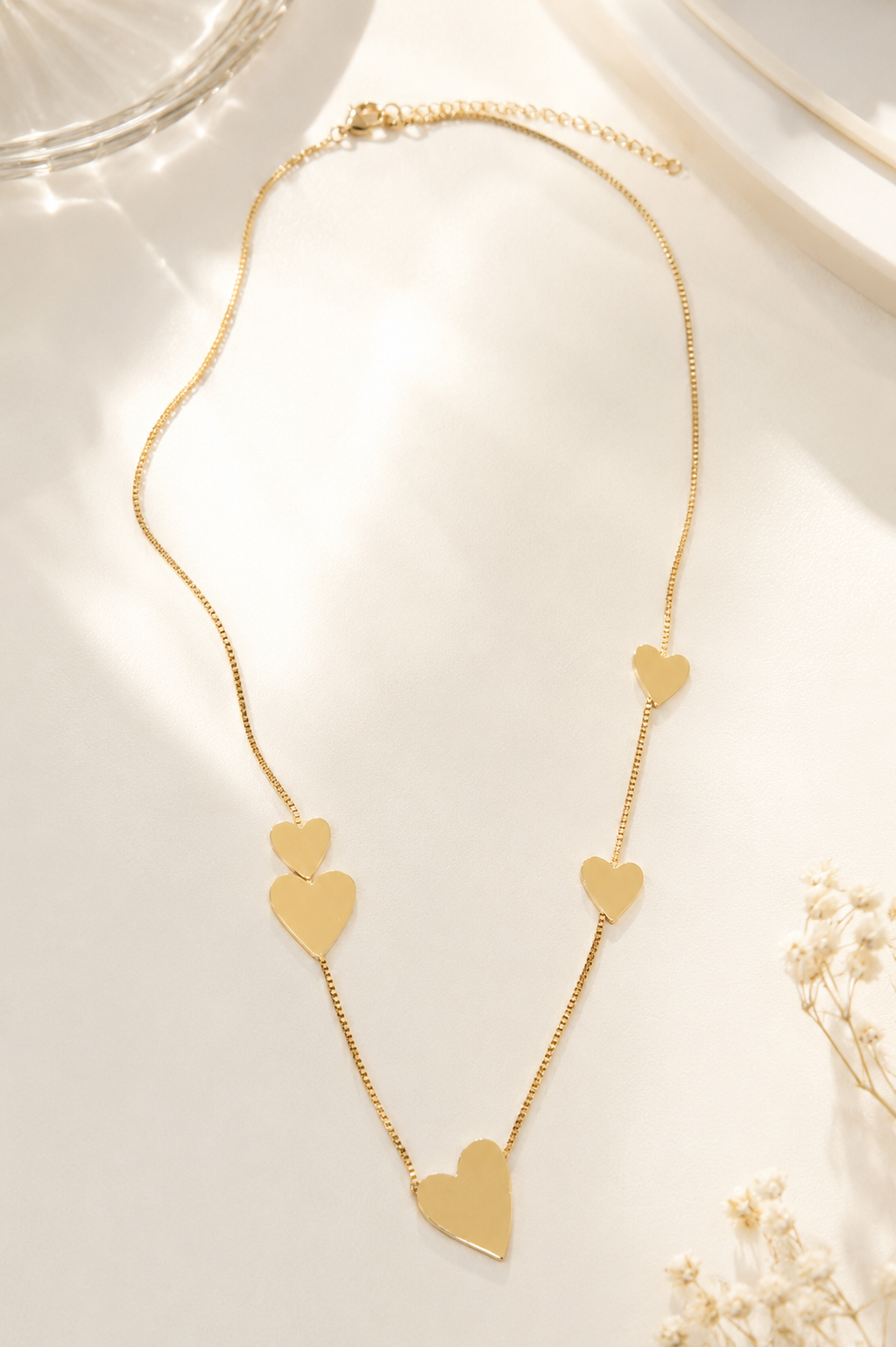 Collar corazones 45 cm Enchapado en Oro