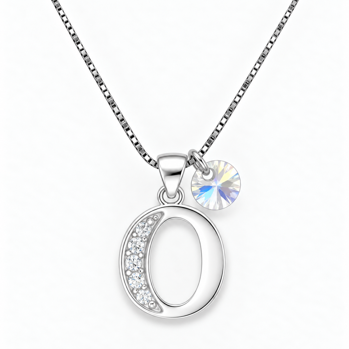 Collar iniciales letra circones plata