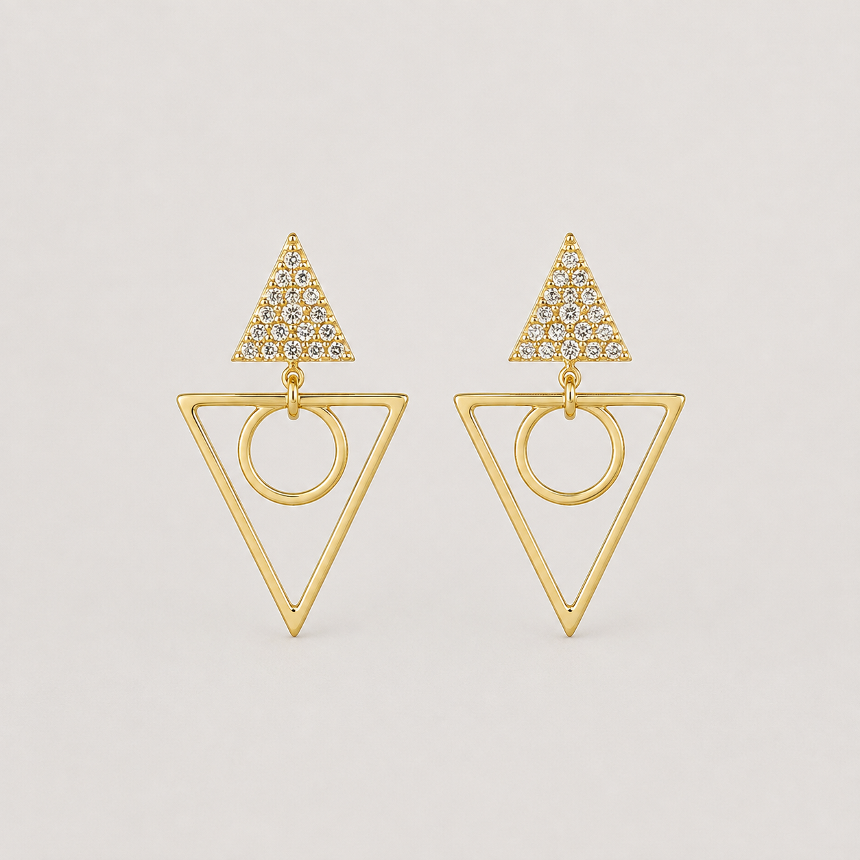 Aros geométricos Elisa oro con circones