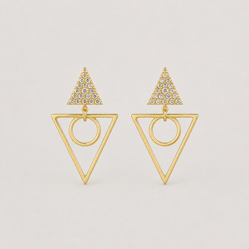 Aros geométricos Elisa oro con circones