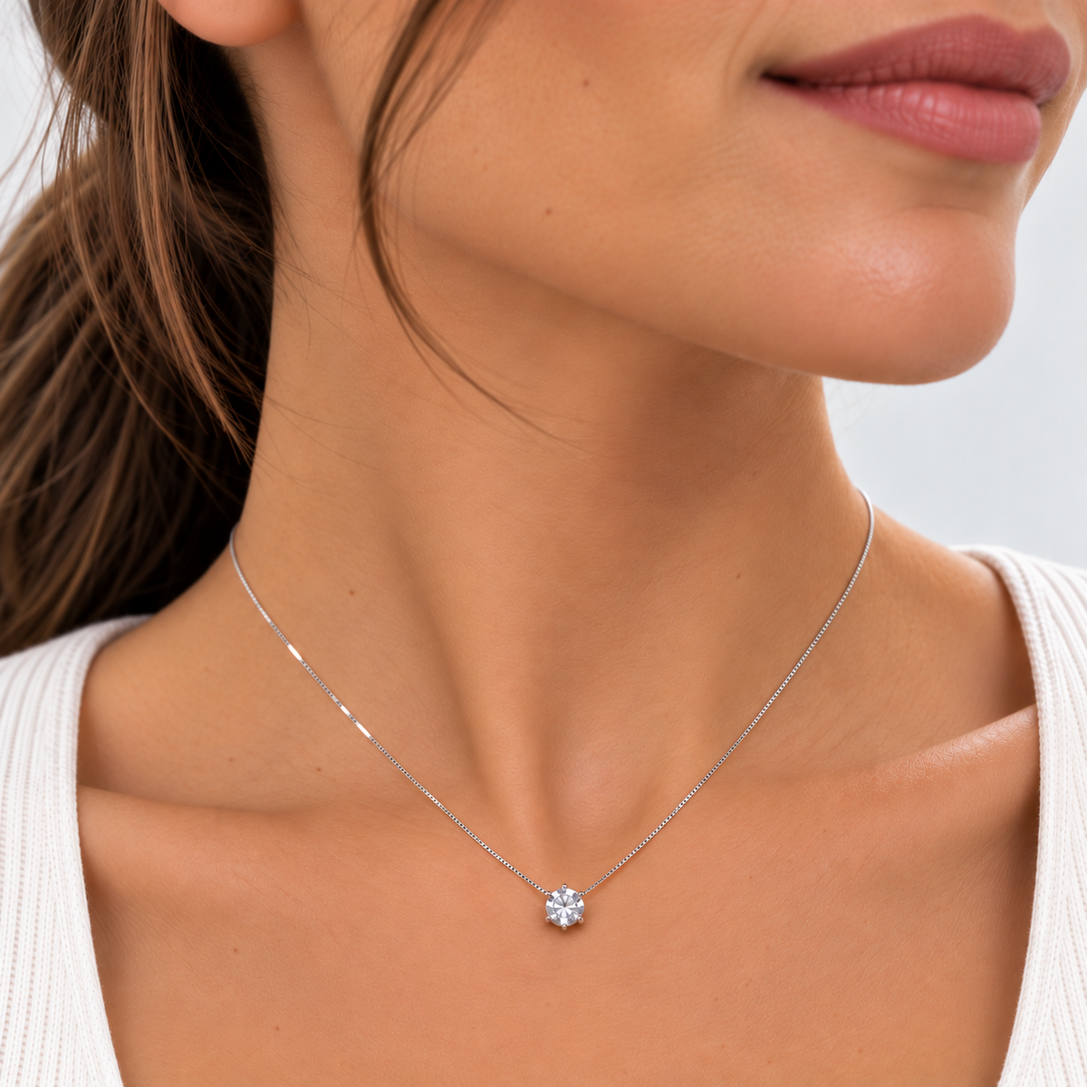 Collar punto de luz Vitta Moissanita plata