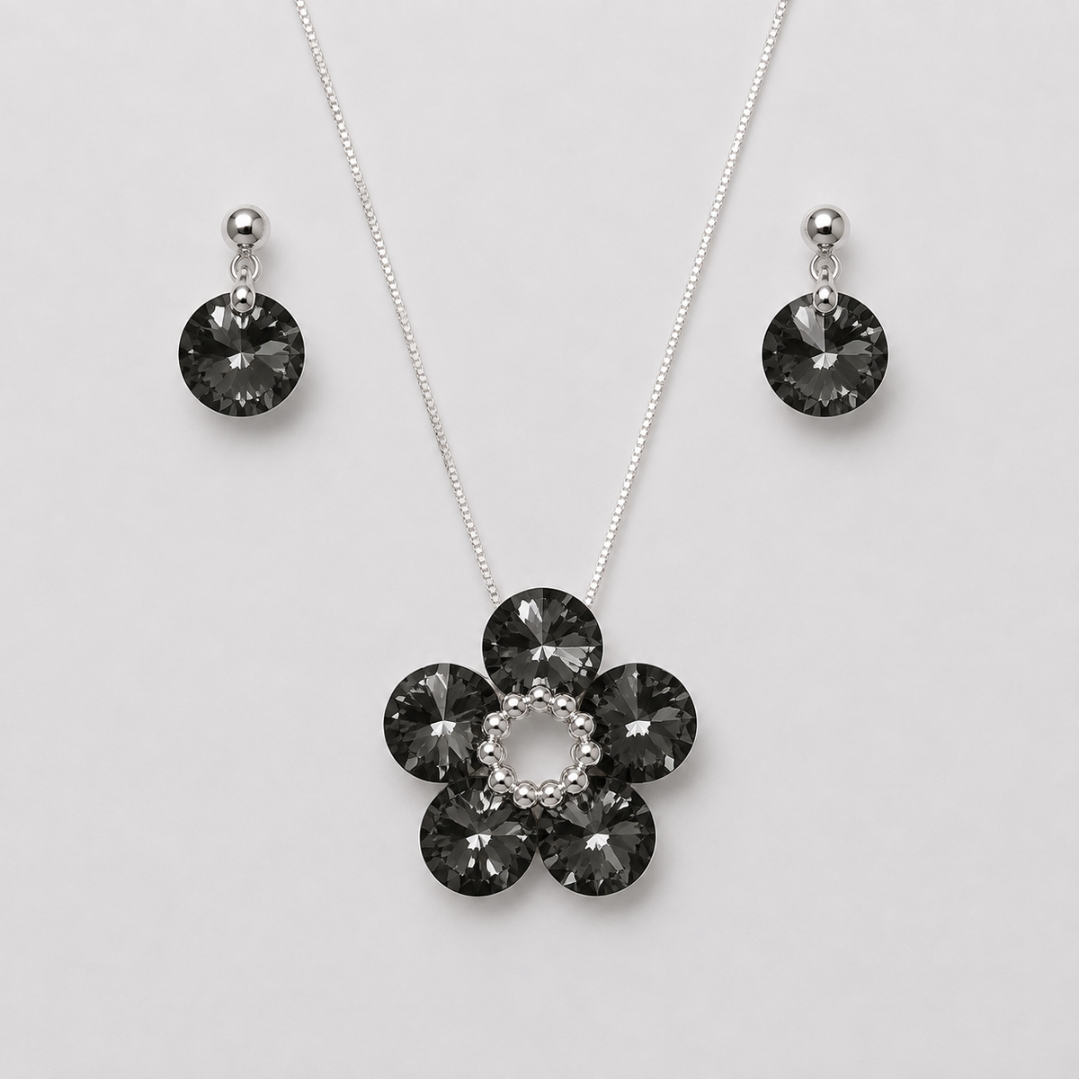 Conjunto Fiore Cristales Swarovski Plata
