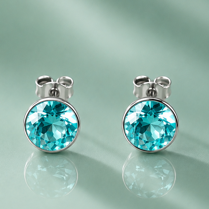 Aros celestes cristal 6mm plata