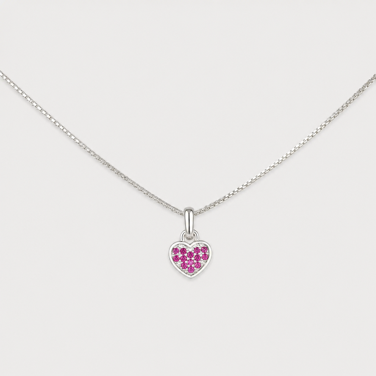 Collar corazón Rosa Plata