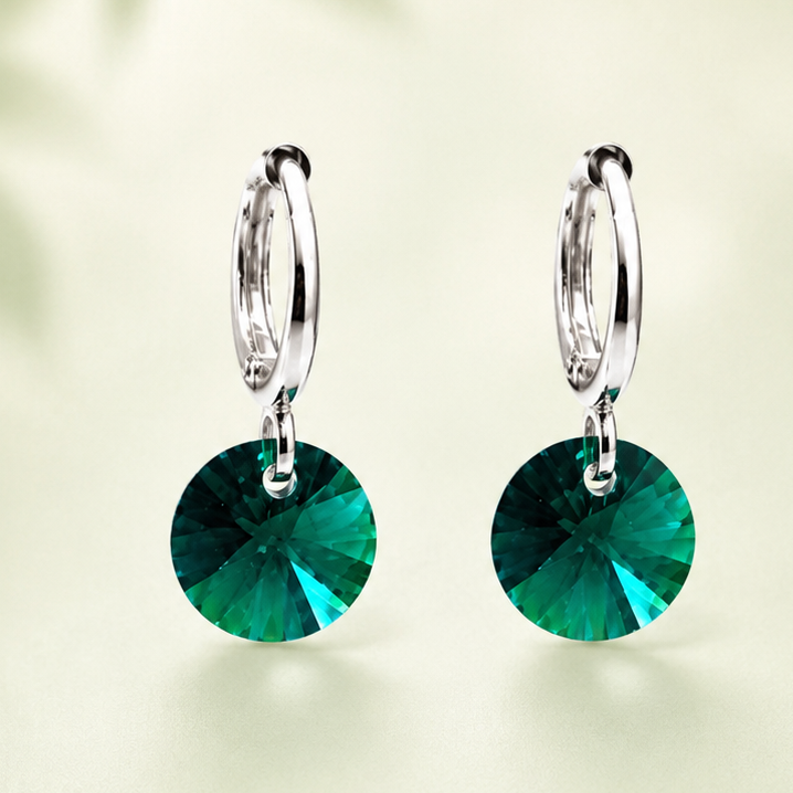 Aros Aura verde Plata Cristal Genuino