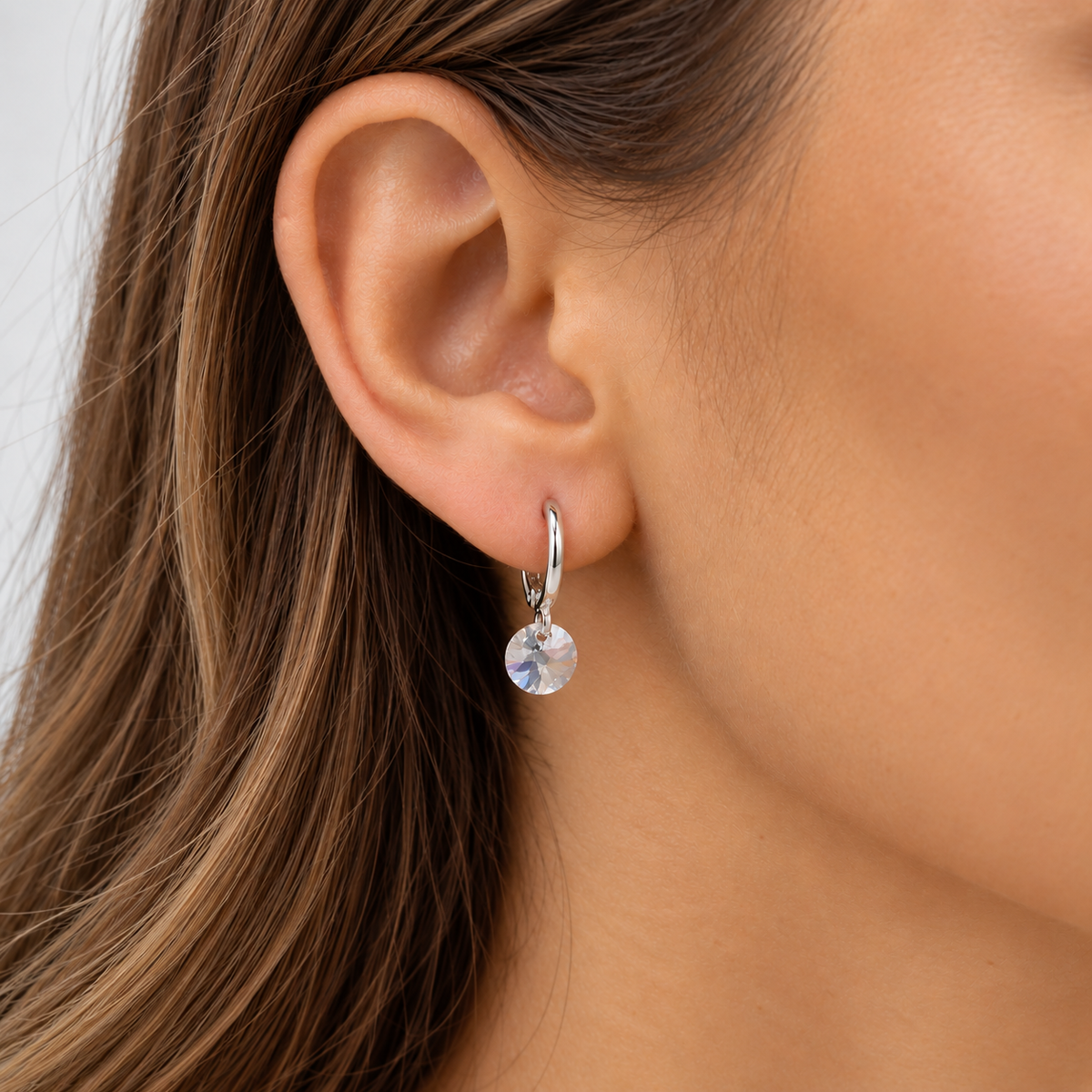Aros Mía Cristal Transparente Plata