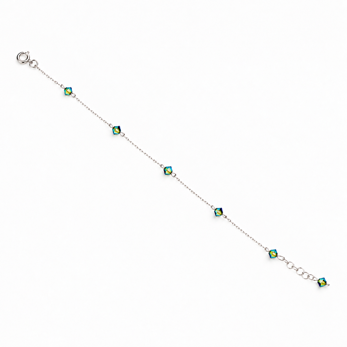 Pulsera Aurora Cristales  Verde Oliva Plata