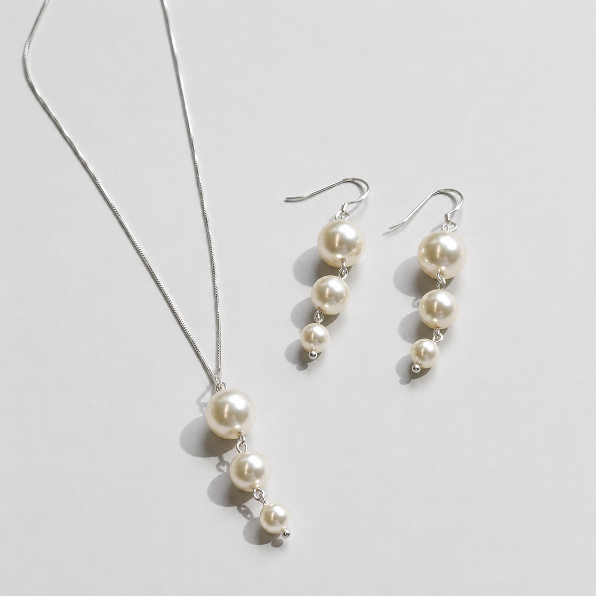Conjunto Cascada de Perlas Plata