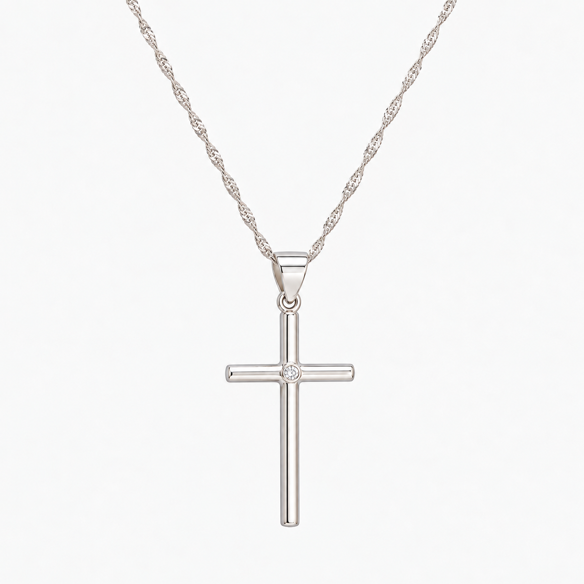 Collar Cruz Circón Plata