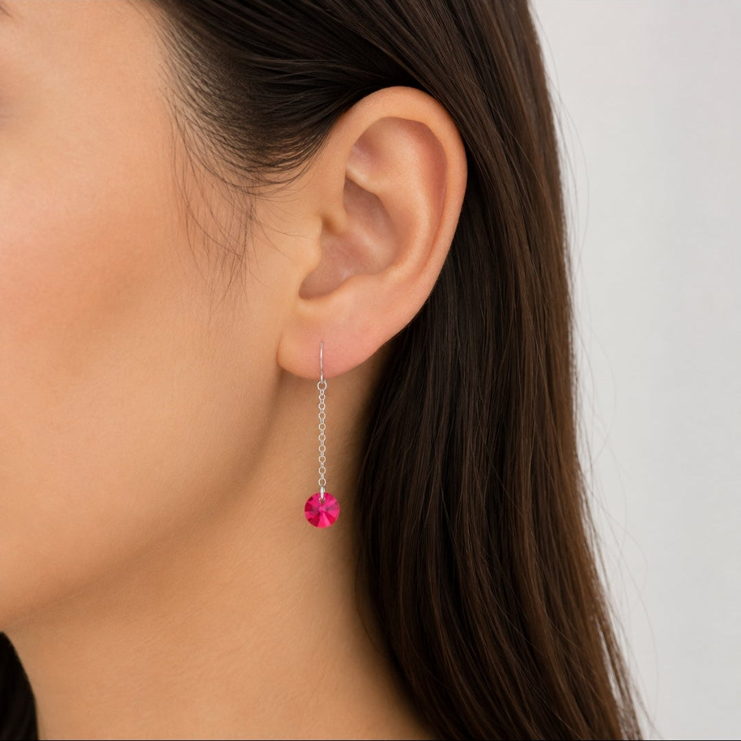 Aros Mía colgante rojos cristal 8 mm plata