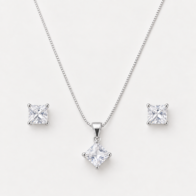 Conjunto cuadrado punto de luz plata
