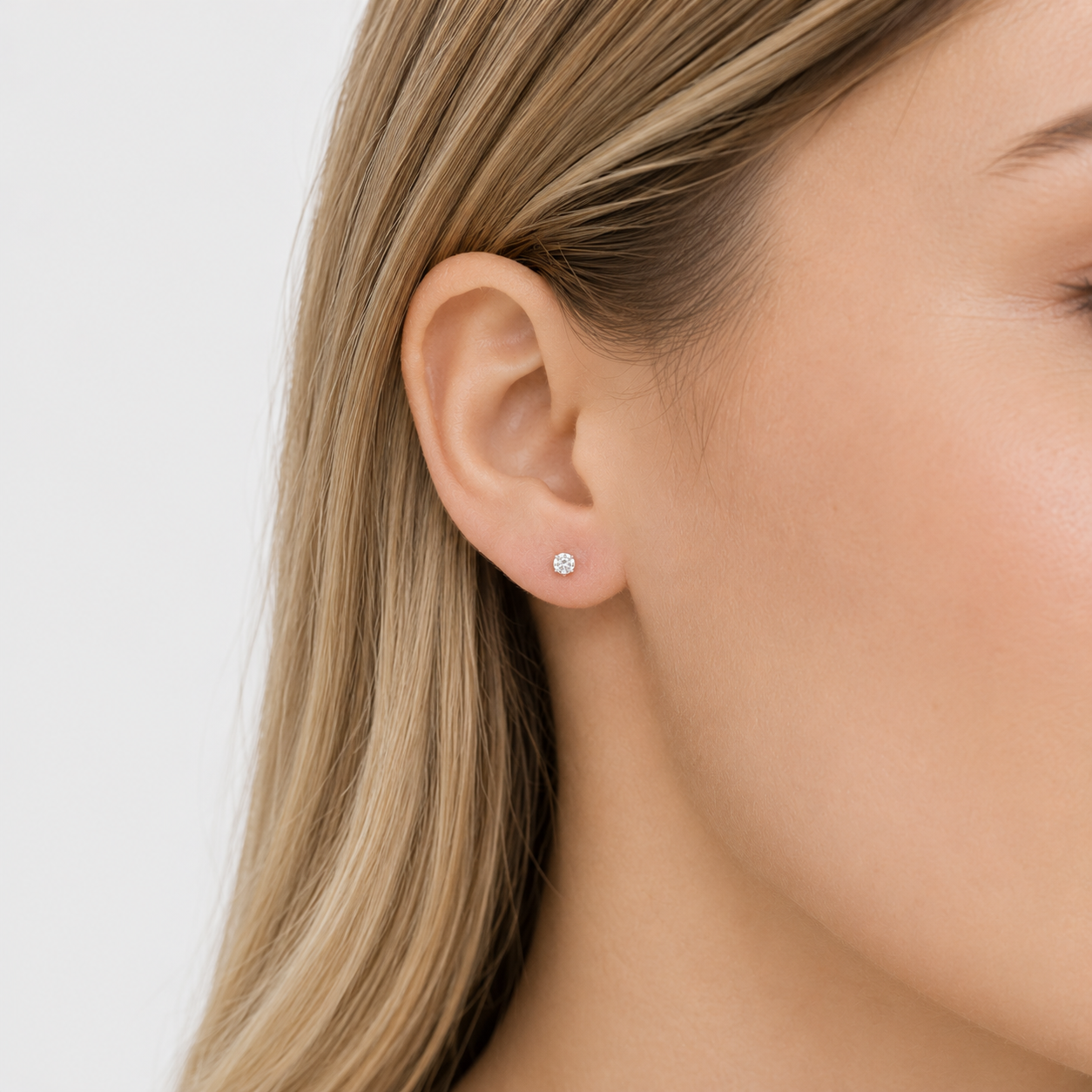 Aros pegado circón redondo 3mm plata