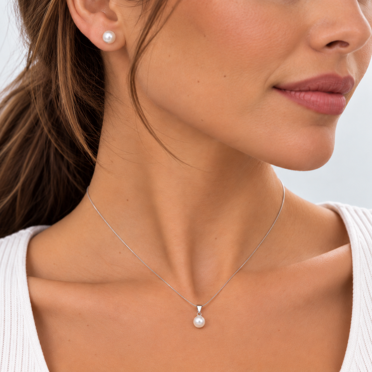 Conjunto Essenza Perlas Plata