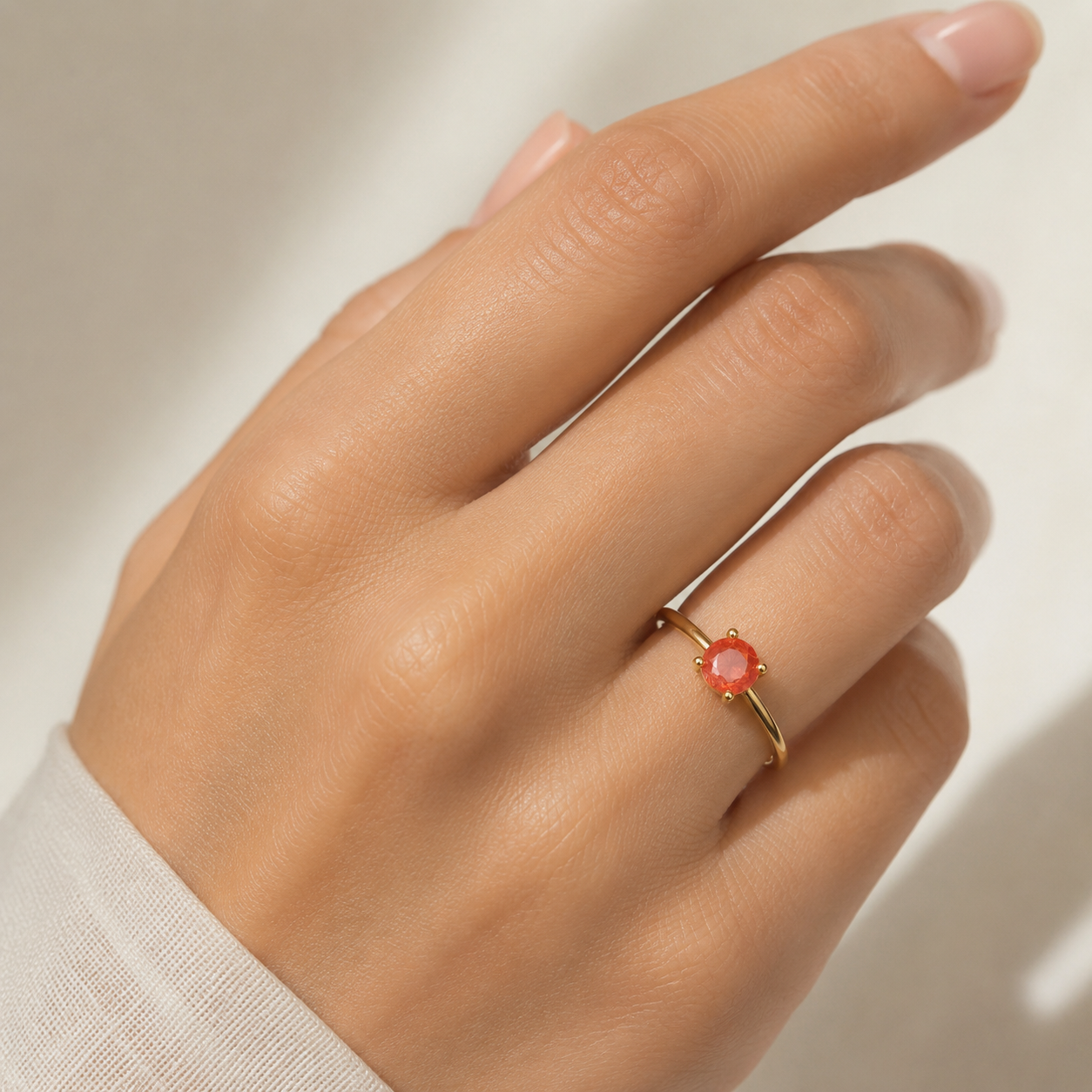 Anillo Piedra Naranja Oro