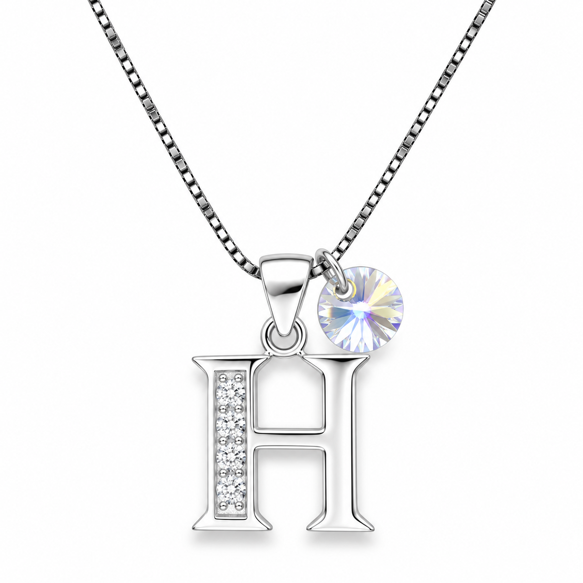 Collar iniciales letra circones plata