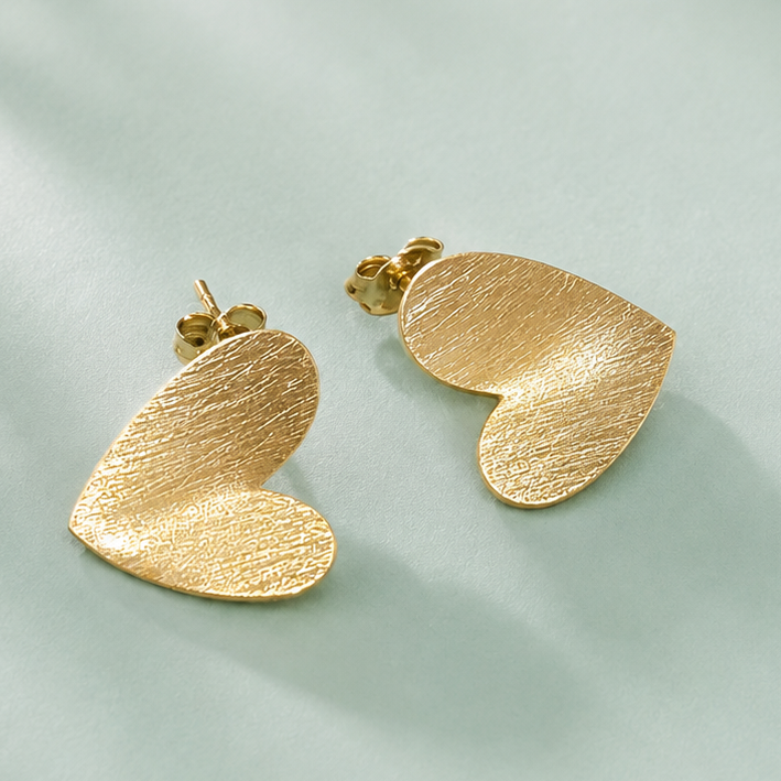 Aros corazón satinado 18MM enchape oro