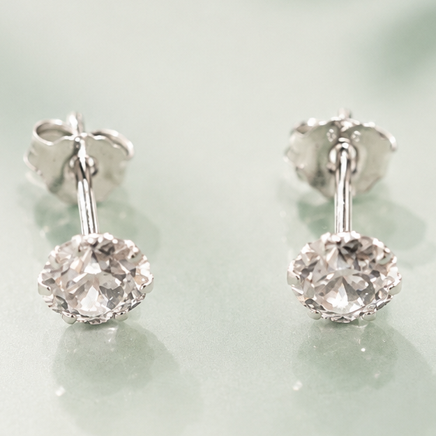 Aros pegados cristal 5mm plata