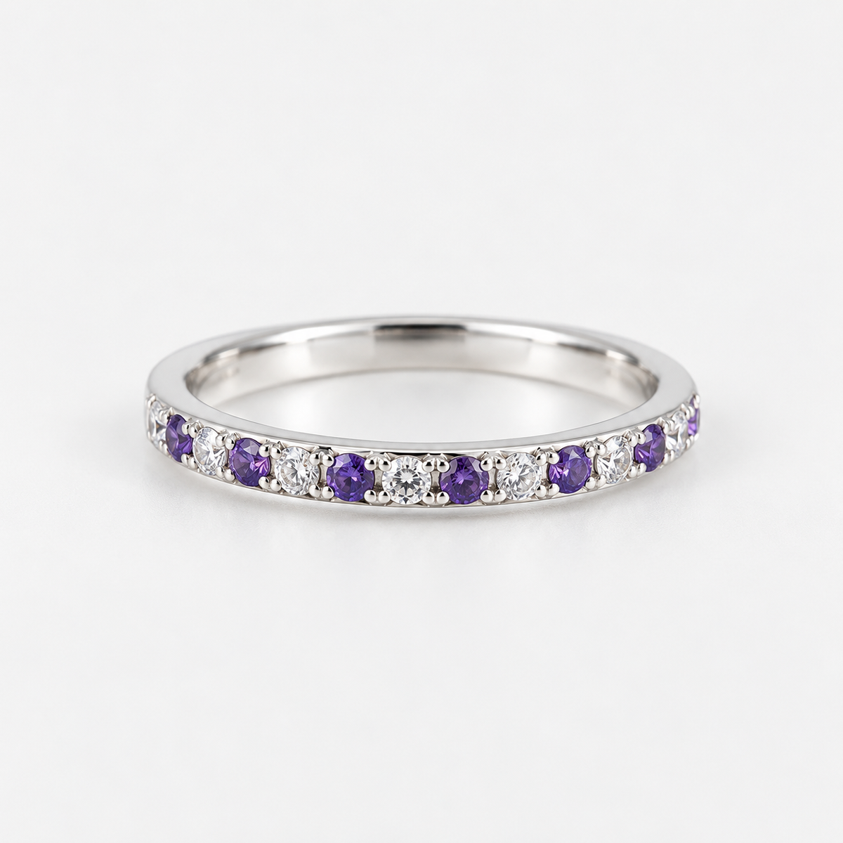 Anillo Medio Cintillo Circones Amatista