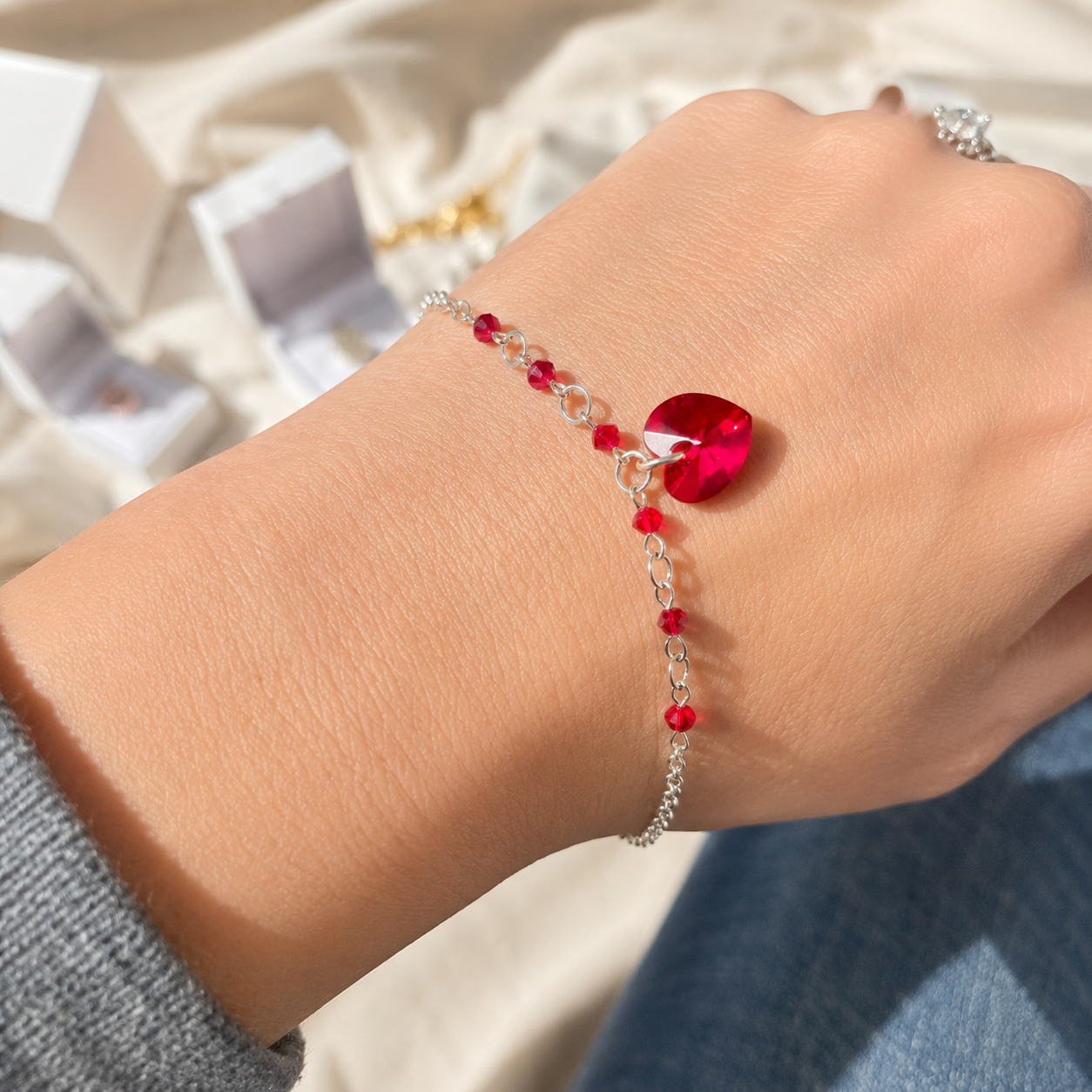 Pulsera corazon protector plata Swarovski