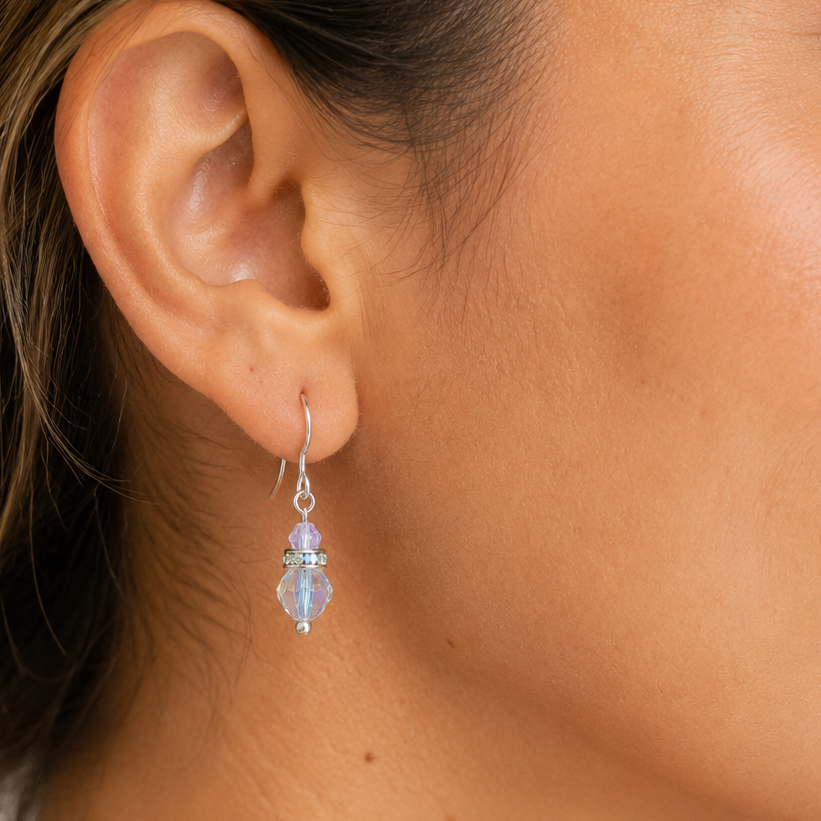 Aros Prisma Cristales Swarovski Plata