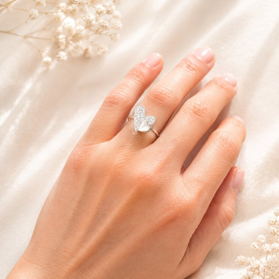 Anillo corazones Pavé Plata