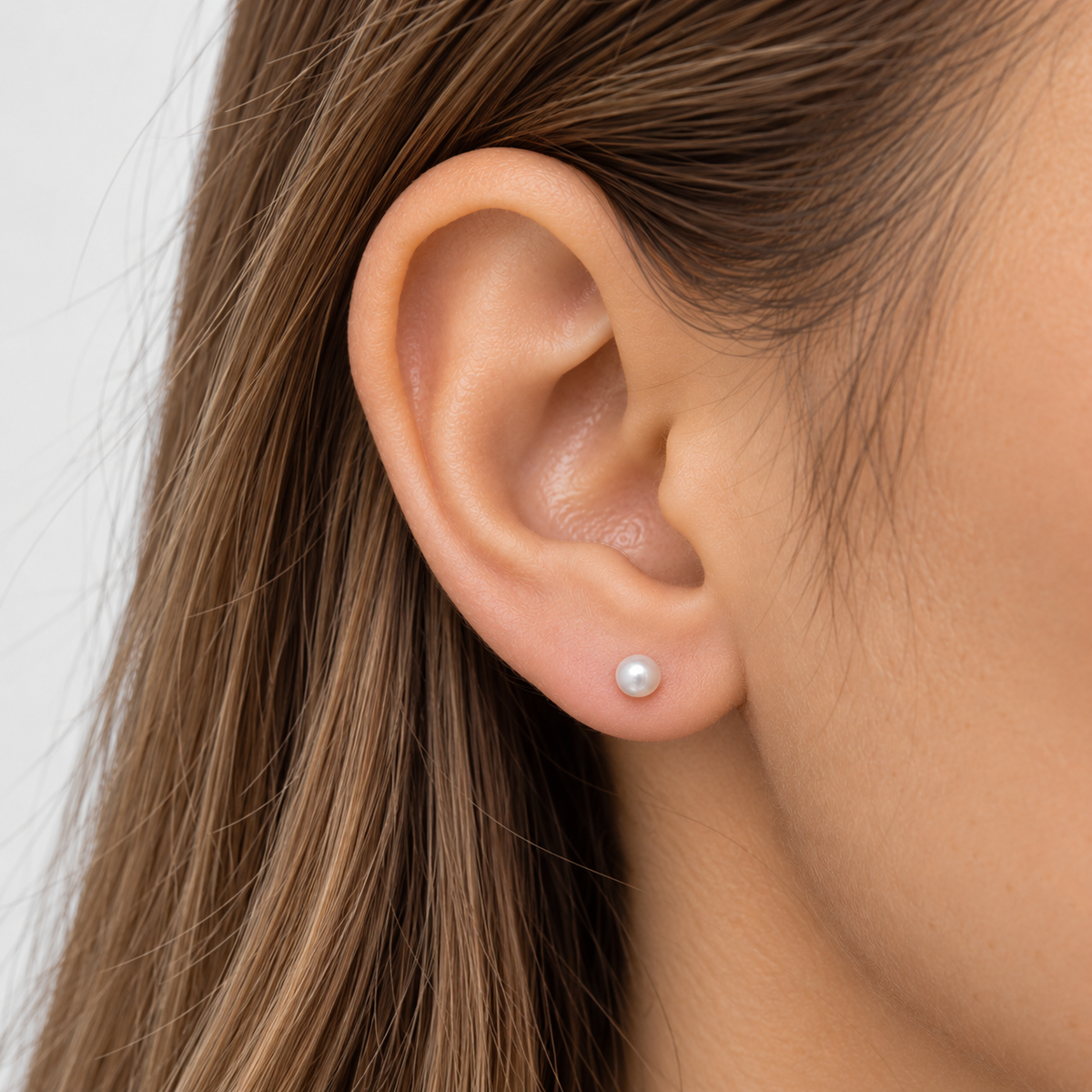 Aros de Perla Tope Plata 4 mm