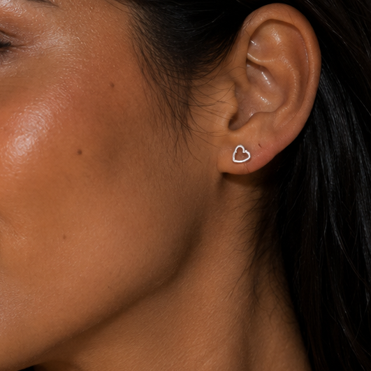 Aros corazón mini plata