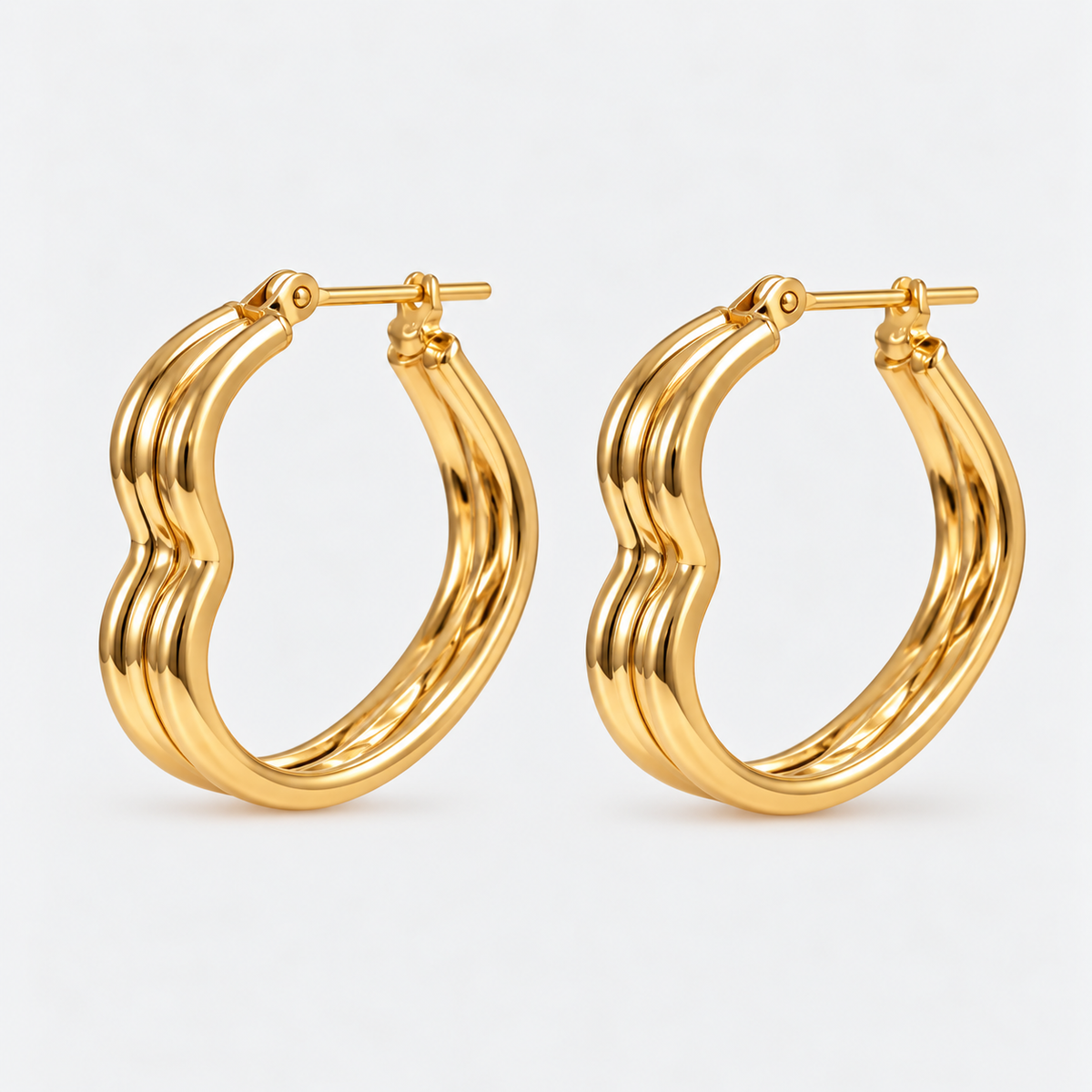 Aros Argollas Corazón Oro