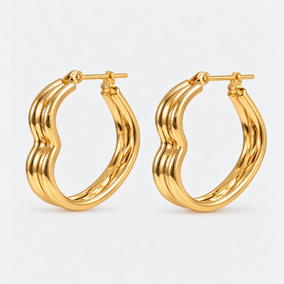 Aros Argollas Corazón Oro