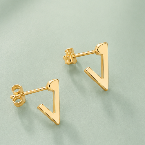 Aros mini V enchapado en oro 12 mm
