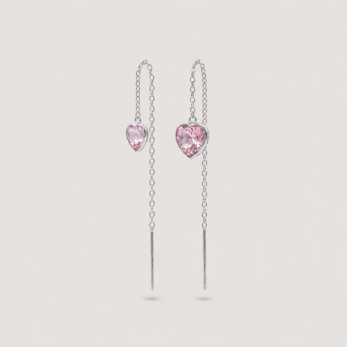 Aros mini heart chain plata