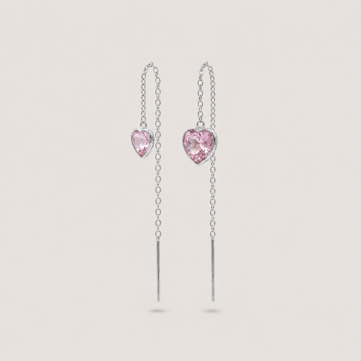 Aros mini heart chain plata