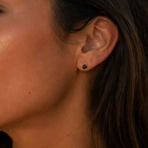 Aros negros cristal 3mm plata