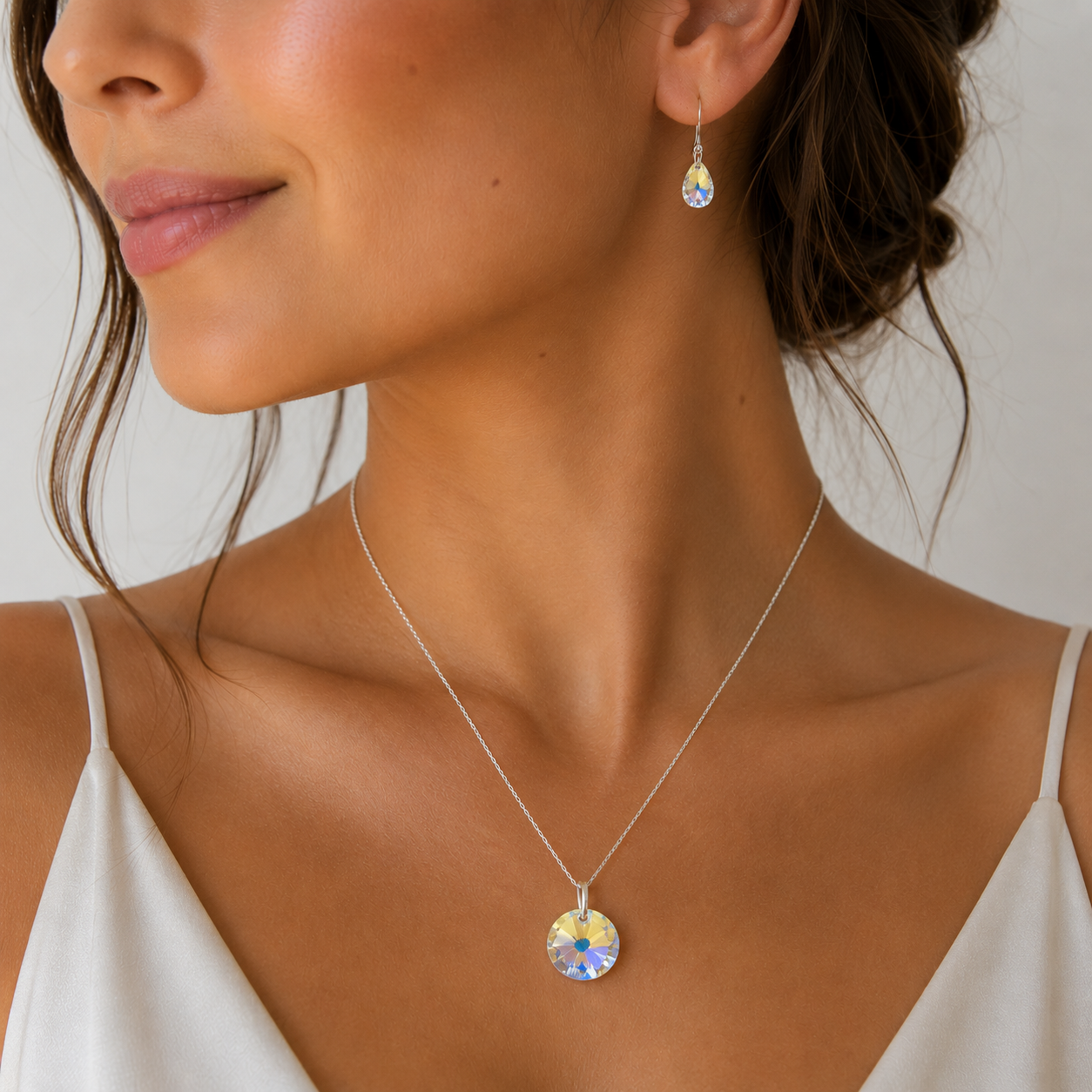 Conjunto Aurora swarovski plata