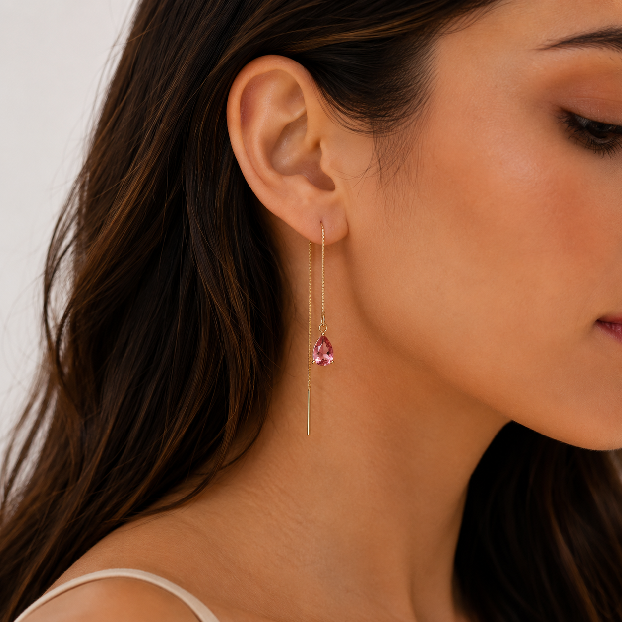 Aros Azalea Rubí Circón Colgante Baño de Oro 18k