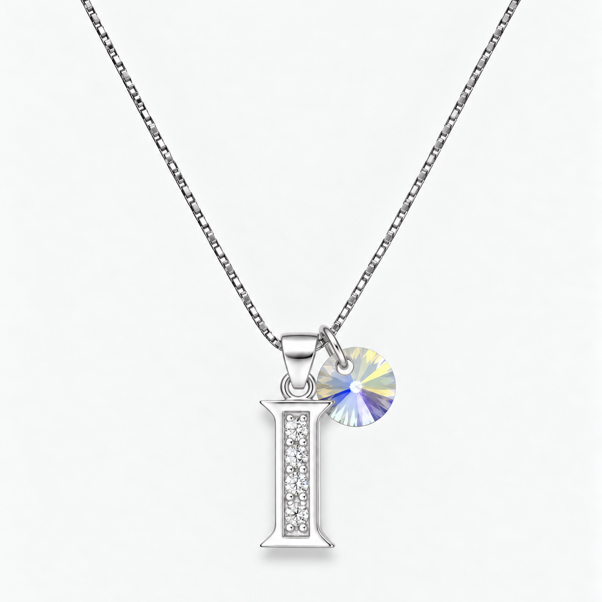 Collar iniciales letra circones plata
