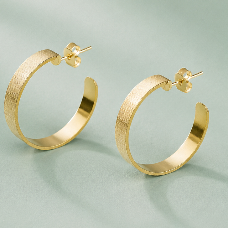 Aros Argolla planas 23 mm Enchapado en Oro