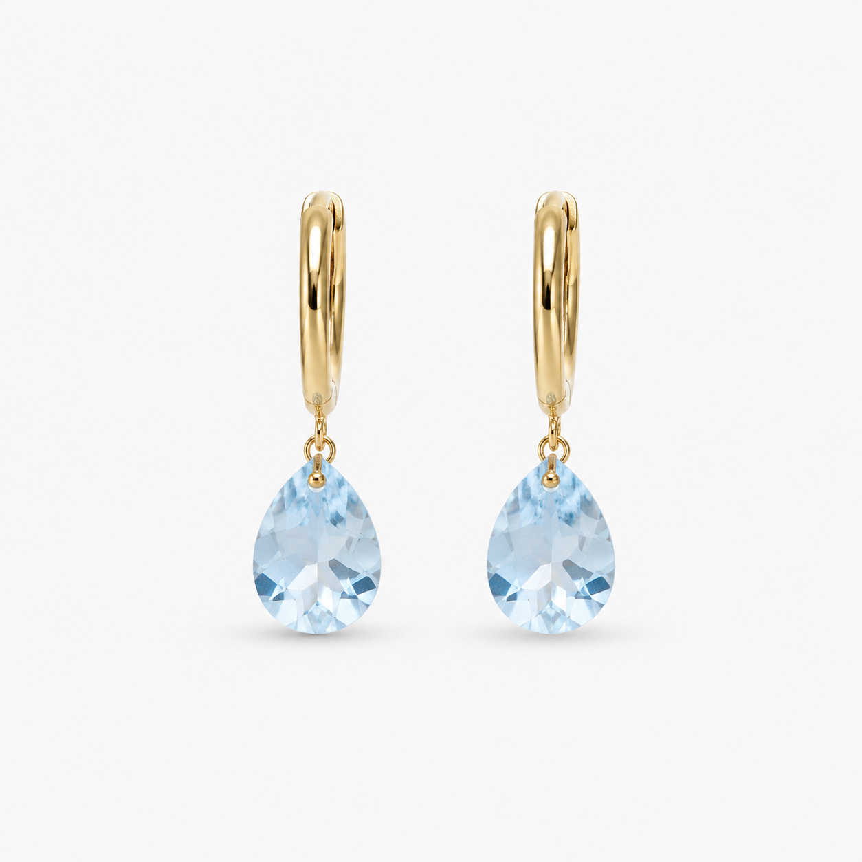 Aros cristal celeste Ovalado oro