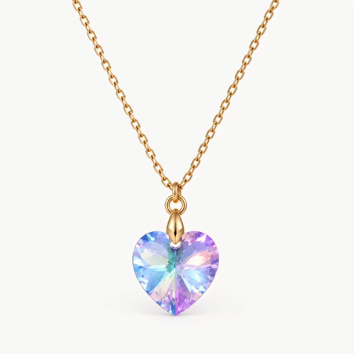 Collar Cristal Swarovski Corazón Morado Oro