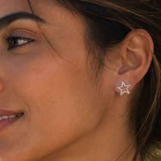 Aros estrella silueta 12 mm plata