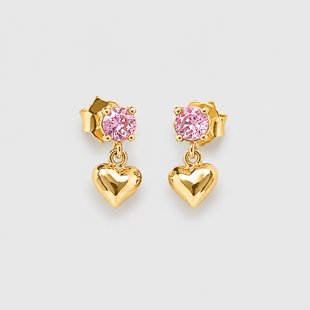 Aros Niña Sweet Heart Baño de Oro 18k