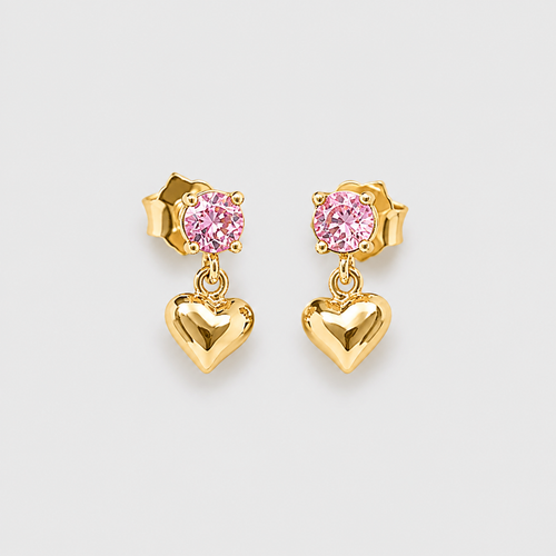 Aros Niña Sweet Heart Baño de Oro 18k