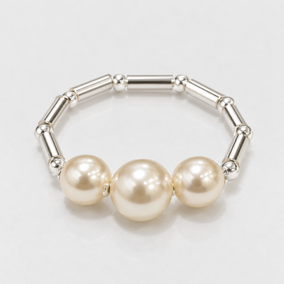 Anillo Trilogía de Perlas Ajustable Plata