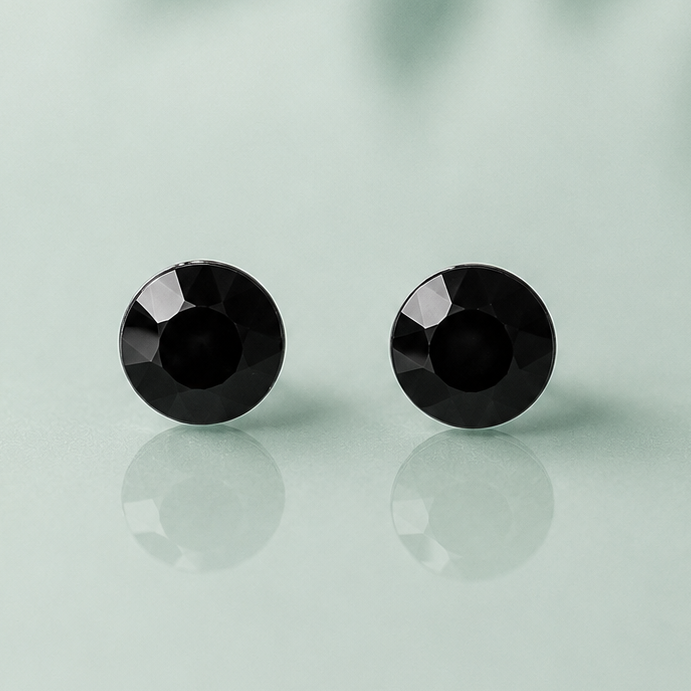 Aros negros cristal 8mm plata