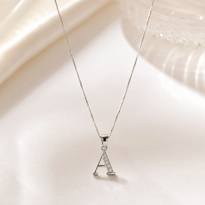 Collar iniciales letra circones plata